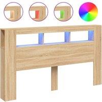 Berkfield Home LED Headboard Sonoma Oak 180x18.5x103.5 cm Engineered Wood in Light Tan