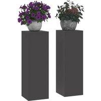 Berkfield Home Outdoor Plant Stands Pillar 2 pcs Black 24x24x75 cm Steel | Size: 24 x 24 x 75 cm