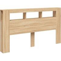 Berkfield Home LED Headboard Sonoma Oak 180x18.5x103.5 cm Engineered Wood in Light Tan