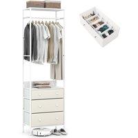 Gymax Clothes Rack Freestanding Closet Organizer With Drawers in White