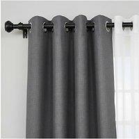 Living and Home Glossy Black Metal Telescopic Curtain Rod with Brackets | Size: 360 cm