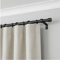 Living and Home Glossy Black Metal Telescopic Curtain Rod with Brackets | Size: 180 cm