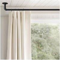 Living and Home Glossy Black Metal Telescopic Curtain Rod with Brackets | Size: 70 cm - 120 cm