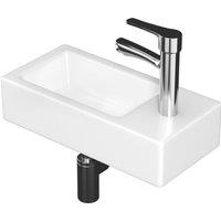 Dprodo Small Wall Mount Wash Hand Basin Rectangle, Right Hand in White | Size: 400mm x 830mm