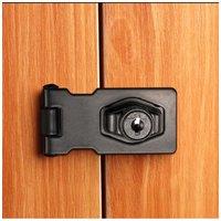 Living and Home Black Metal Mechanical Keyed Hasp Lock Twist Knob for Cabinet