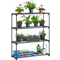 Christow Greenhouse Single Staging 4 Tier Garden Shelving Plant Stand Rack 107.5cm x 90cm x 30cm in Black | Size: 107.5 cm x 90 cm x 30 cm