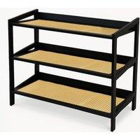 Keplin 3 Tier Bamboo & Rattan Shoe Organiser Rack - Durable, Easy Assembly in Black