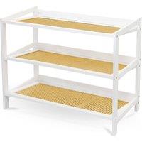Keplin 3 Tier Bamboo & Rattan Shoe Organiser Rack - Durable, Easy Assembly in White
