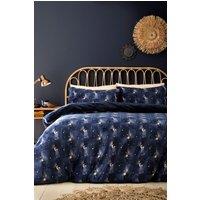 Fusion 'Cosmic Star' Fleece With Sherpa Reverse Duvet Cover Set in Navy | Size: Super King