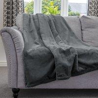 Dreamcatcher Luxury Faux Fur Polyester Throw Over Blanket 160x130cm in Dark Grey | Size: 160x130 cm