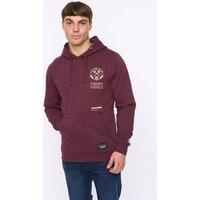 Crosshatch Men's Moules Men's Graphic Hoodie - Cotton Rich Fleece with Raised Ink & 3D High Build Prints in Burgundy | Size: Large