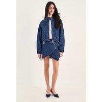 NastyGal Women's Belted Denim Mini Skirt in Indigo | Size: 14