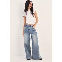 NastyGal Women's Baggy Low Waist Jeans in Vintage Wash | Size: 12