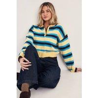 NastyGal Women's Stripe Knitted Polo Jumper in Yellow | Size: Large