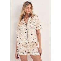 NastyGal Women's Conversational Print Shirt & Shorts Set in White | Size: Large