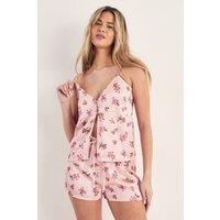 NastyGal Women's Floral Cami Shorts Set in Pink | Size: Large