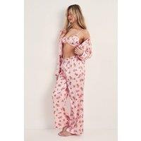 NastyGal Women's Floral 3 Piece Pajama Set in Pink | Size: Small