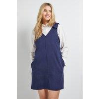 Dorothy Perkins Women's Bow Detail Trapeze Pinstripe Mini Dress in Navy | Size: 8