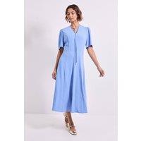 Dorothy Perkins Women's Tie Front Seam Detail Midi Dress in Blue | Size: 8