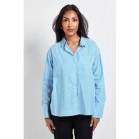 Wallis Women's Petite Stripe Pocket Side Tape Shirt in Blue | Size: 16