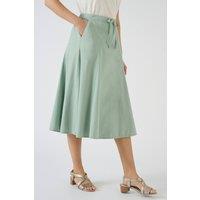 Damart Women's Summer Ready Cotton Flared Light Midi Skirt in Mint | Size: 22