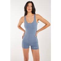 Pink Vanilla Women's Super Soft Active Cross Back Unitard in Blue | Size: Small