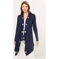 Star by Julien Macdonald Women's Eyelet Detail Waterfall Cardigan in Mid Navy | Size: 18