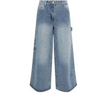PixieGirl Women's Petite Carpenter Wide Leg Jeans in Mid Blue | Size: 8S