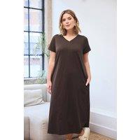 Evans Women's Premium Cotton Dress in Chocolate | Size: 22-24