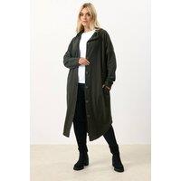 Yours Women's Hooded Maxi Jacket in Dark Green | Size: 20