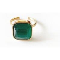 Luxe Tones Women's Hestia Luxe 18k Gold Plated Emerald Ring
