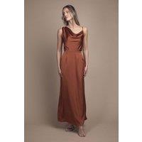 Oasis Women's Strappy Cowl Neck Maxi Bridesmaid Dress in Rust | Size: 6
