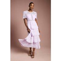 Coast Women's Tiered Lace Midi Dress in Lilac | Size: 12