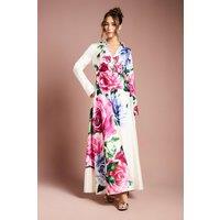 Coast Women's Muse Floral Long Sleeve Wrap Front Gown in Ivory | Size: 8