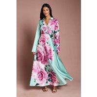 Coast Women's Petite Placement Print Wrap Front Gown in Sage | Size: 10