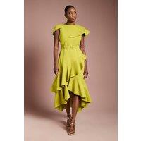 Coast Women's Waterfall Crepe Belted Midi Dress in Acid Lime | Size: 10