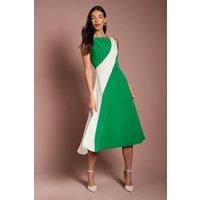 Coast Women's Asymmetric Colour Block Midi Dress in Green | Size: 12