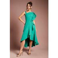 Coast Women's One Shoulder Crepe Ruffle Midi Dress in Teal | Size: 10