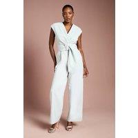 Coast Women's Belted Crepe Jumpsuit in Sage | Size: 8