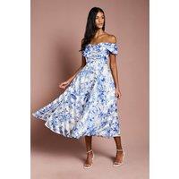 Coast Women's Petite Stripe Organza Pleated Top Midi Dress in Ivory | Size: 12