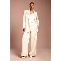 Coast Women's Satin Wide Leg Trouser in Champagne | Size: 10
