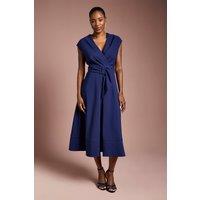 Coast Women's Belted Crepe Dress in Navy | Size: 14