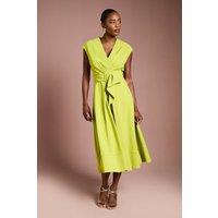 Coast Women's Belted Crepe Dress in Lime | Size: 16