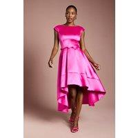 Coast Women's Twill Hi-Lo Midi Dress in Magenta | Size: 14