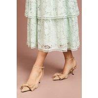 Coast Women's Cristina Satin Bow Pointed Kitten Heel Court Shoes in Beige | Size: 3