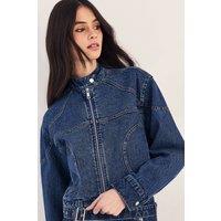 NastyGal Women's Denim Moto Jacket in Indigo | Size: 12