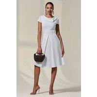 Jolie Moi Women's Collared Cap Sleeve Midi Dress in White | Size: 12