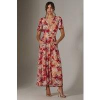 Jolie Moi Women's Floral Mesh Wrap Maxi Dress | Size: 14