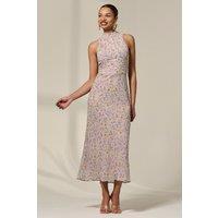 Jolie Moi Women's Sleeveless Chiffon Halterneck Midaxi Dre in Light Pink | Size: 12