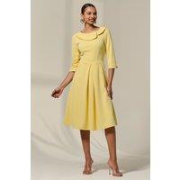 Jolie Moi Women's Sloan 3/4 Sleeve Midi Dress in Bright Yellow | Size: 12